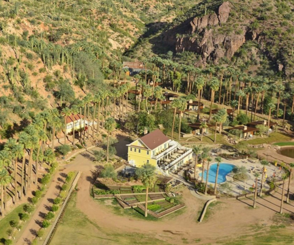 Aerial view of Castle Hot Springs.