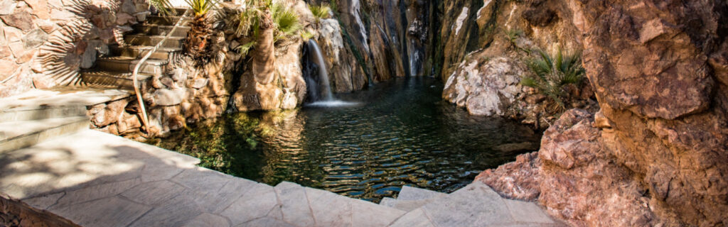 Cascading mineral water at Castle Hot Springs. Photo: castlehotsprings.com