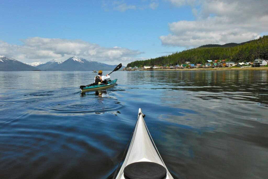 Enjoy Alaska’s incredible scenic views from a kayak at Tenakee Springs. Photo by: Joseph