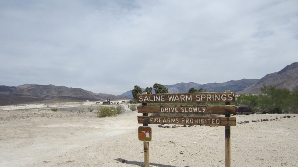 Entry sign for Saline Valley Warm Springs, California